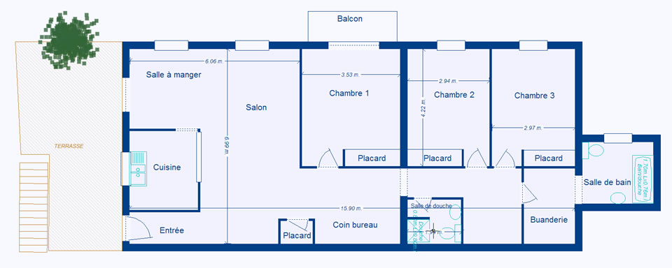 plan appartement 4 chambres